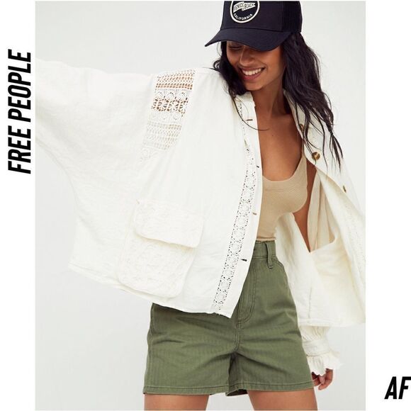 FREE PEOPLE LOUISA JACKET IVORY NWT LARGE - Picture 1 of 9